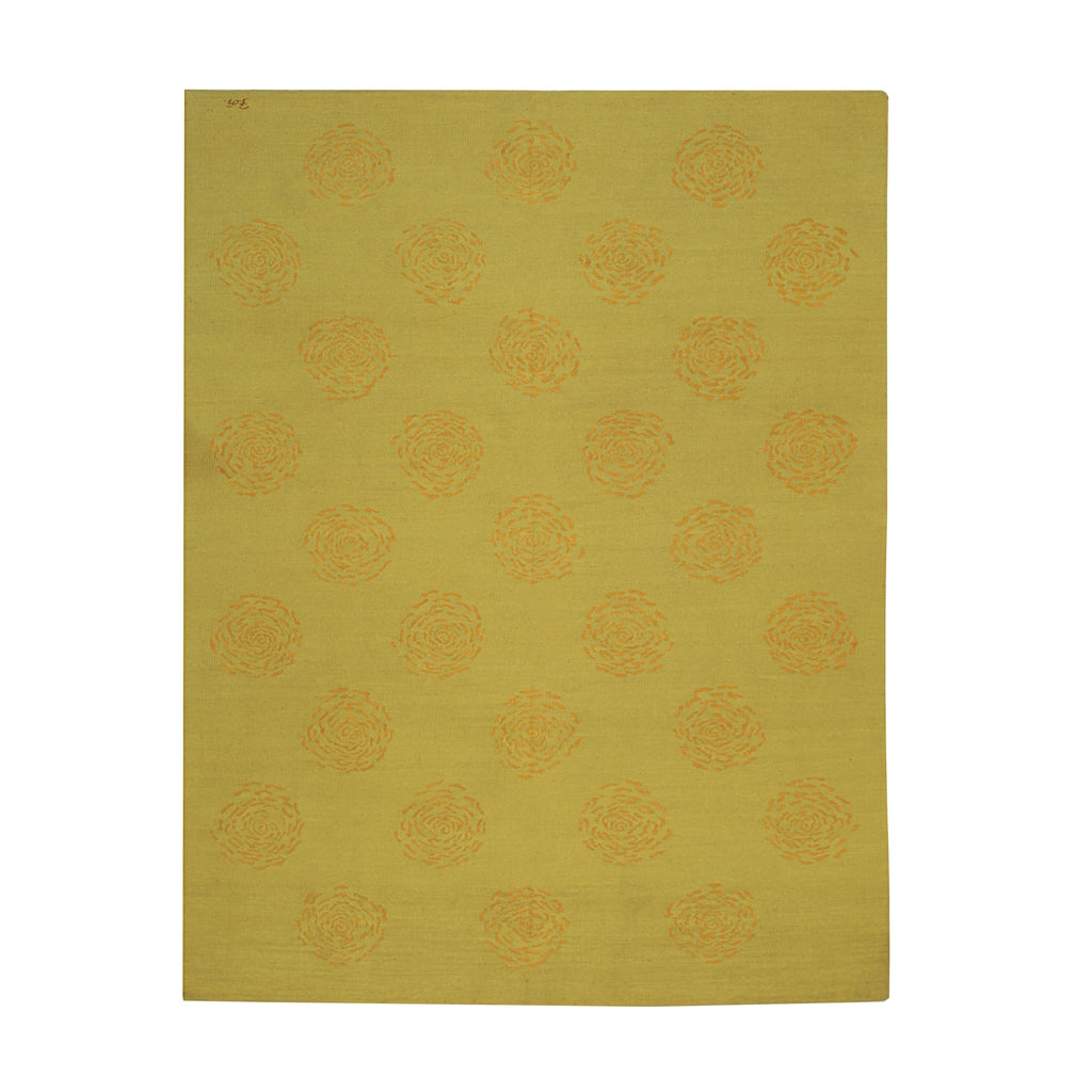 EORC Yellow Handwoven Wool Flat Weave Rug