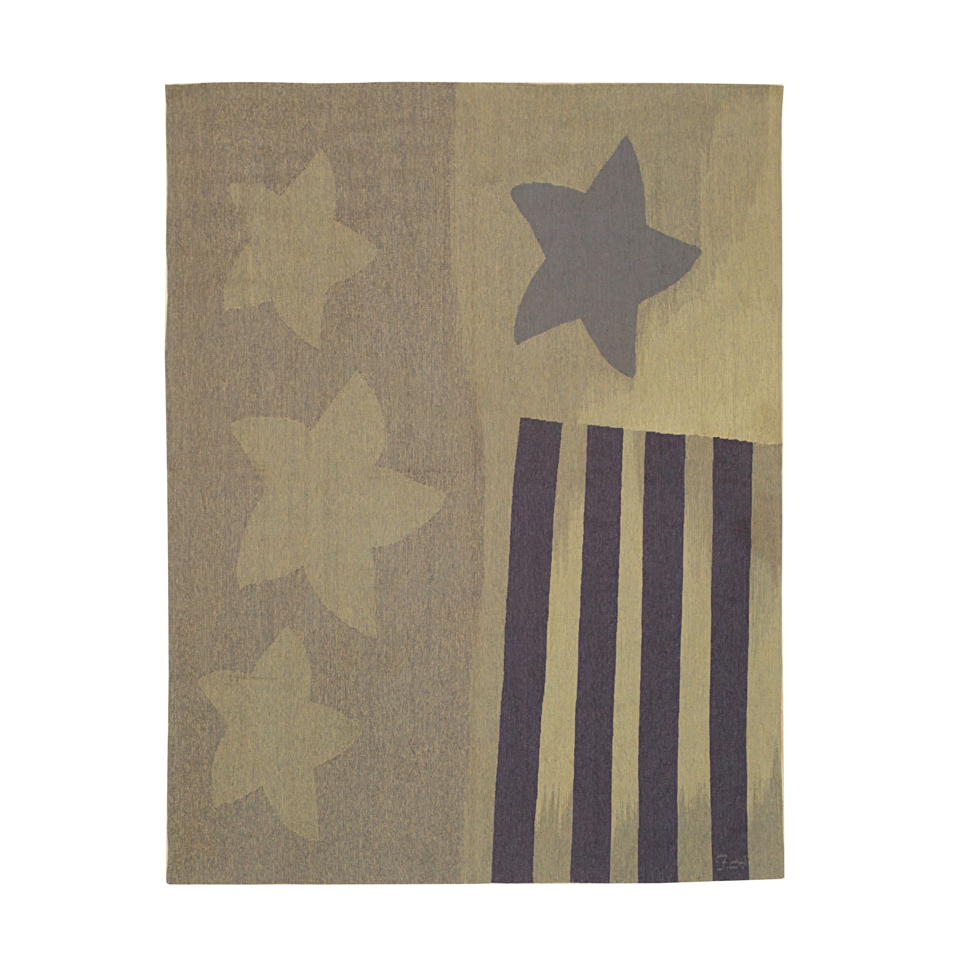 EORC Green Handwoven Wool Flat Weave Rug