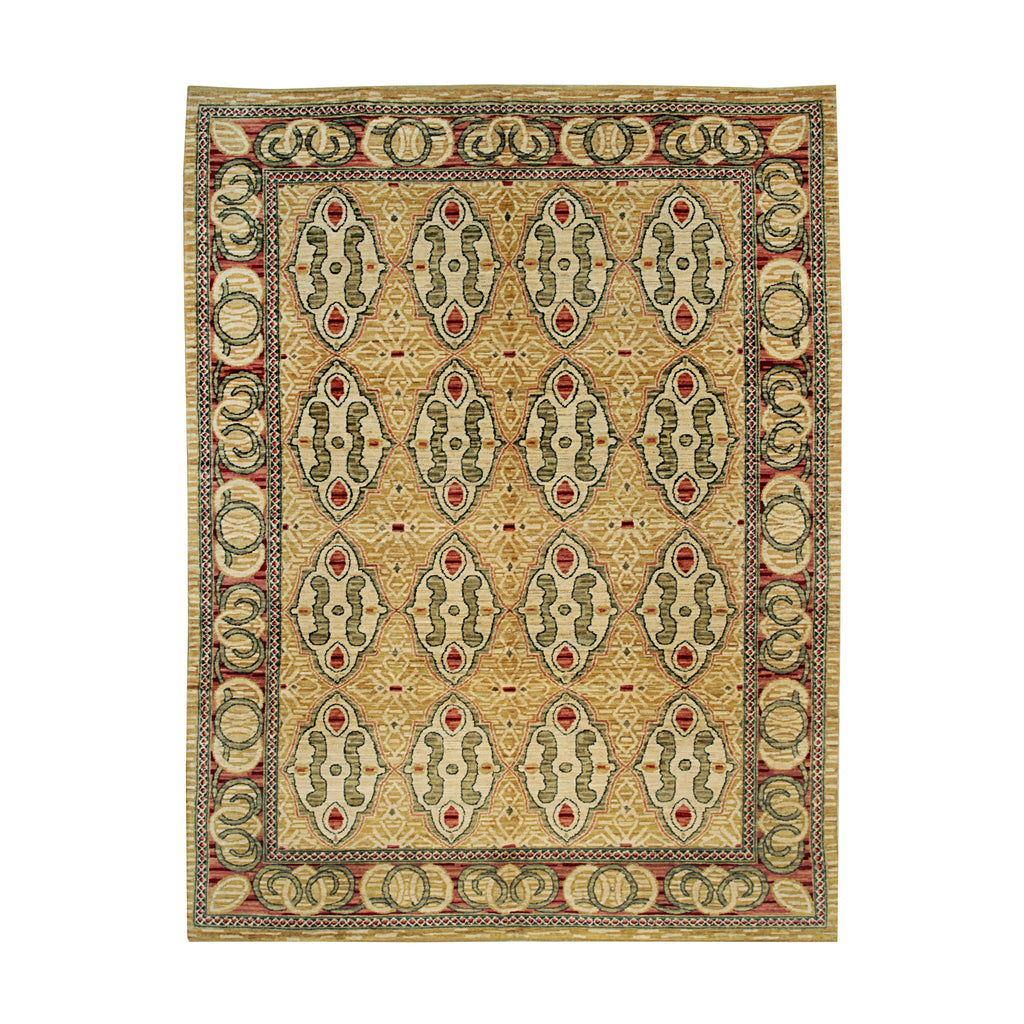 EORC Beige Handwoven Wool Spanish Style Rug