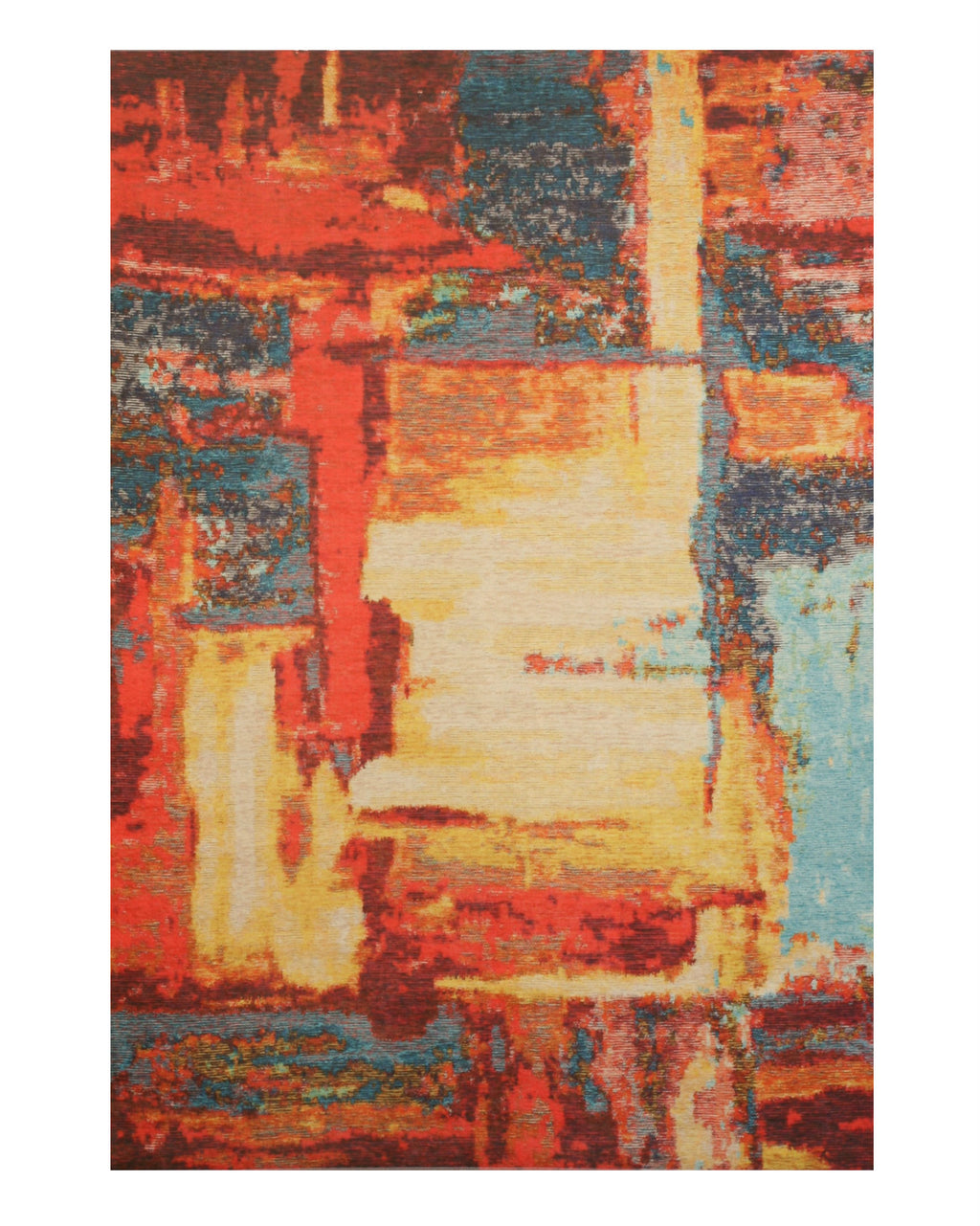 EORC Red  Distressed Bohemian Moderno Art Rug