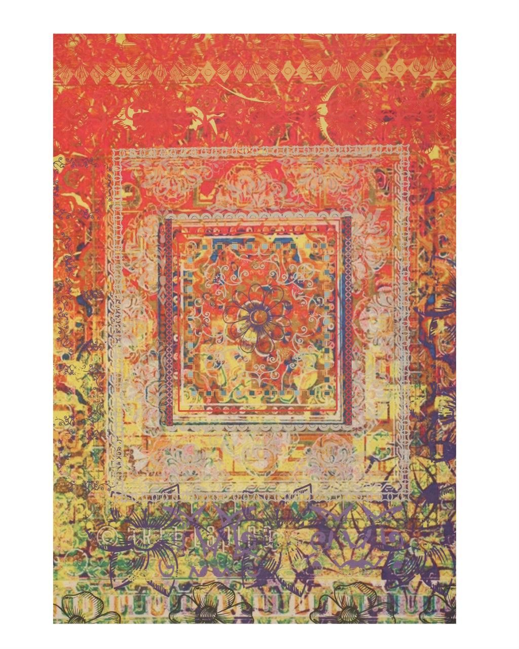 EORC Multicolored  Distressed Bohemian Moderno Rug