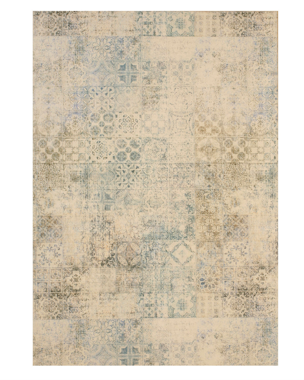 EORC Green  Distressed Bohemian Moderno Mosaic Rug