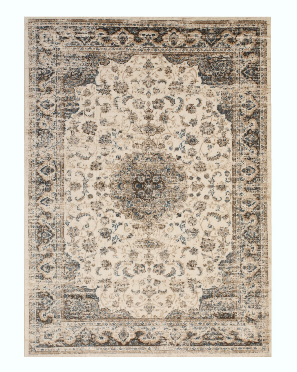 EORC Ivory  Distressed Bohemian Isabella Medallion Rug