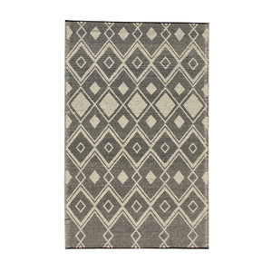 EORC Black Handwoven Wool Durrie Kilim Rug