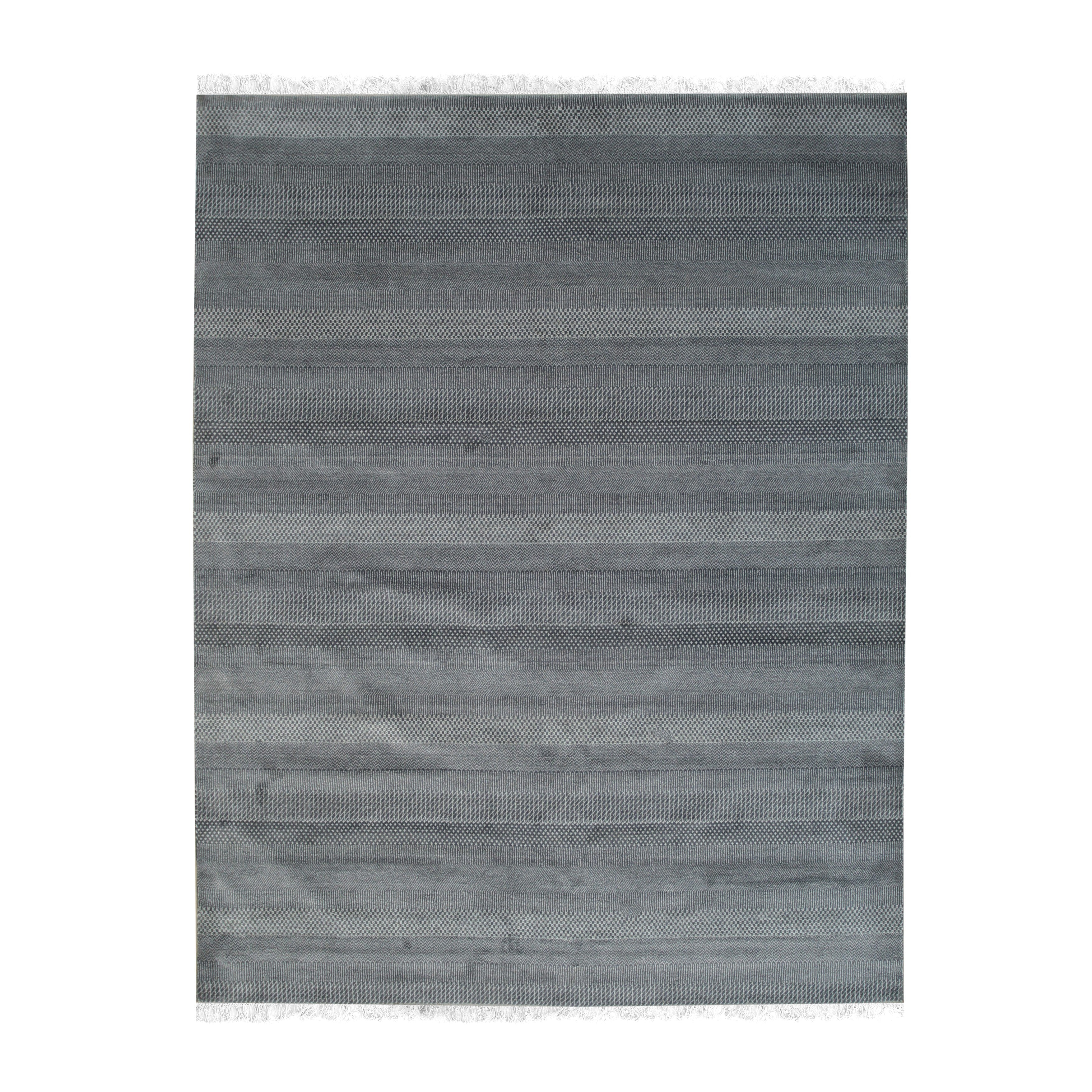 EORC Light Blue/Ivory Hand Crafted Wool & Viscose Grass Rug