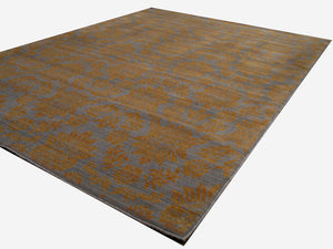 EORC Machine-Made Wool Blue Transitional Floral Himalaya Area Rug