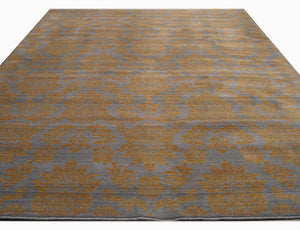 EORC Machine-Made Wool Blue Transitional Floral Himalaya Area Rug