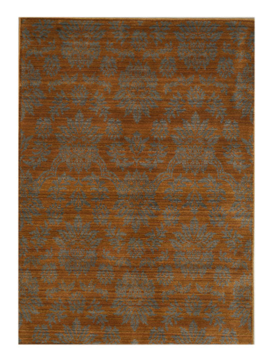 EORC Machine-Made Wool Brown Transitional Floral Himalaya Area Rug