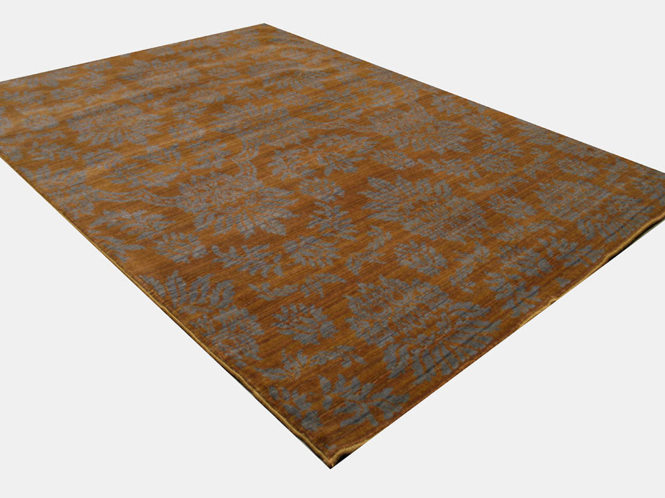 EORC Machine-Made Wool Brown Transitional Floral Himalaya Area Rug