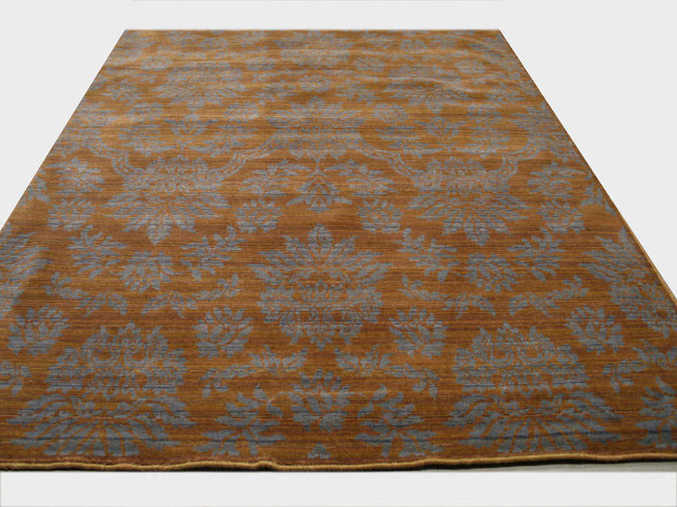 EORC Machine-Made Wool Brown Transitional Floral Himalaya Area Rug