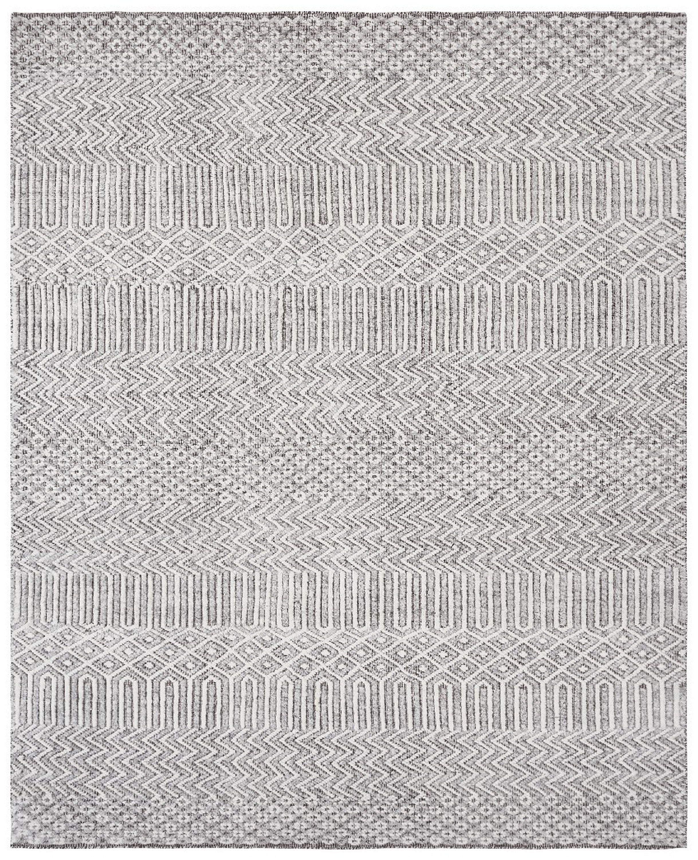 EORC Ivory Hand Knotted Wool High-Low Rug