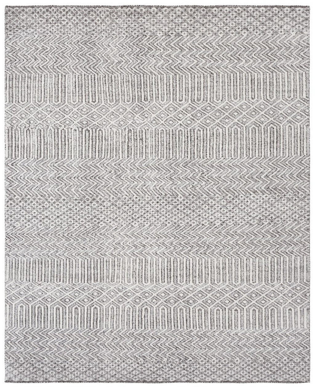 EORC Ivory Hand Knotted Wool High-Low Rug