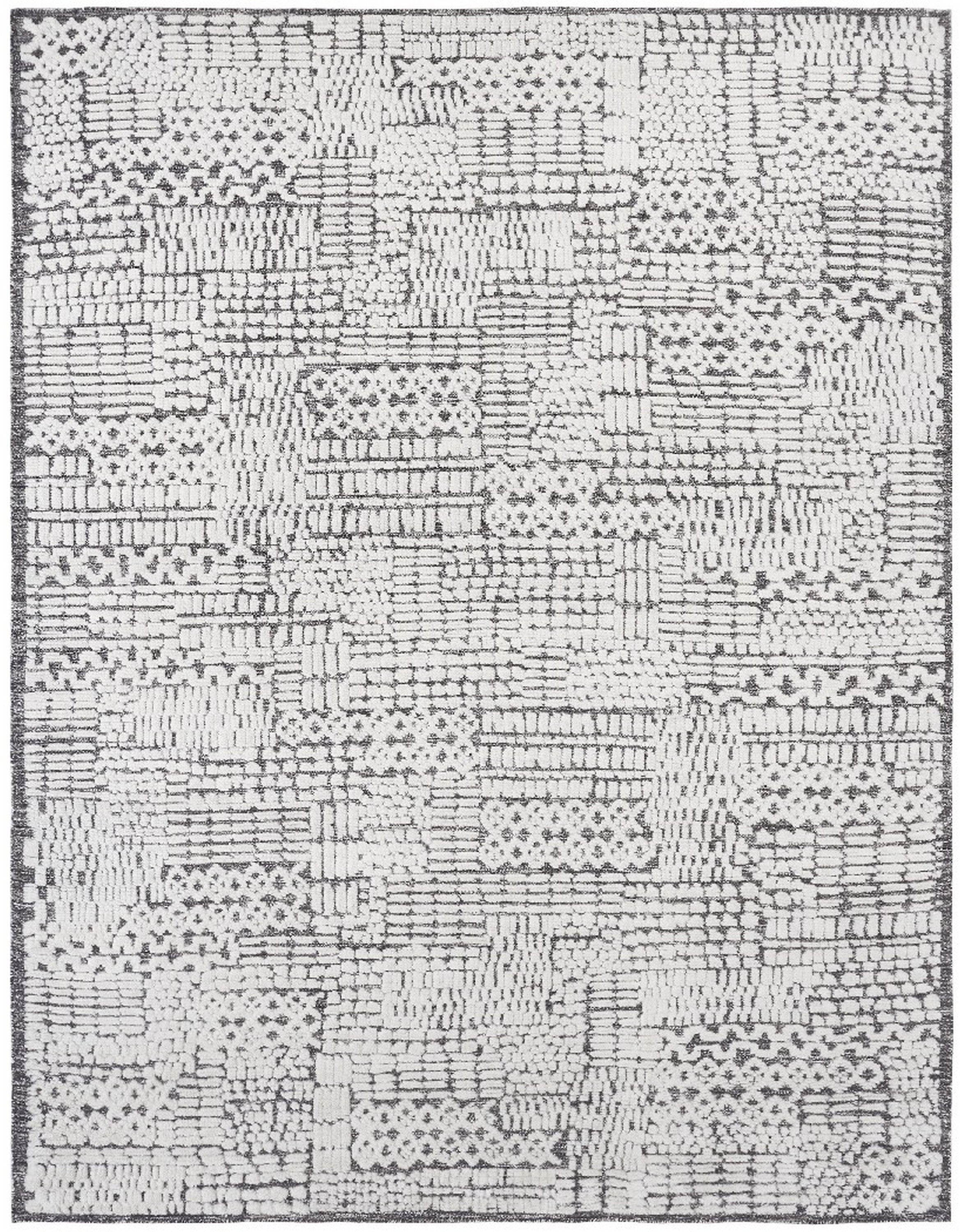 EORC Ivory Hand Knotted Wool High-Low Rug