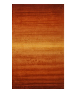 EORC Handmade Wool Orange Transitional Solid Horizon Rug