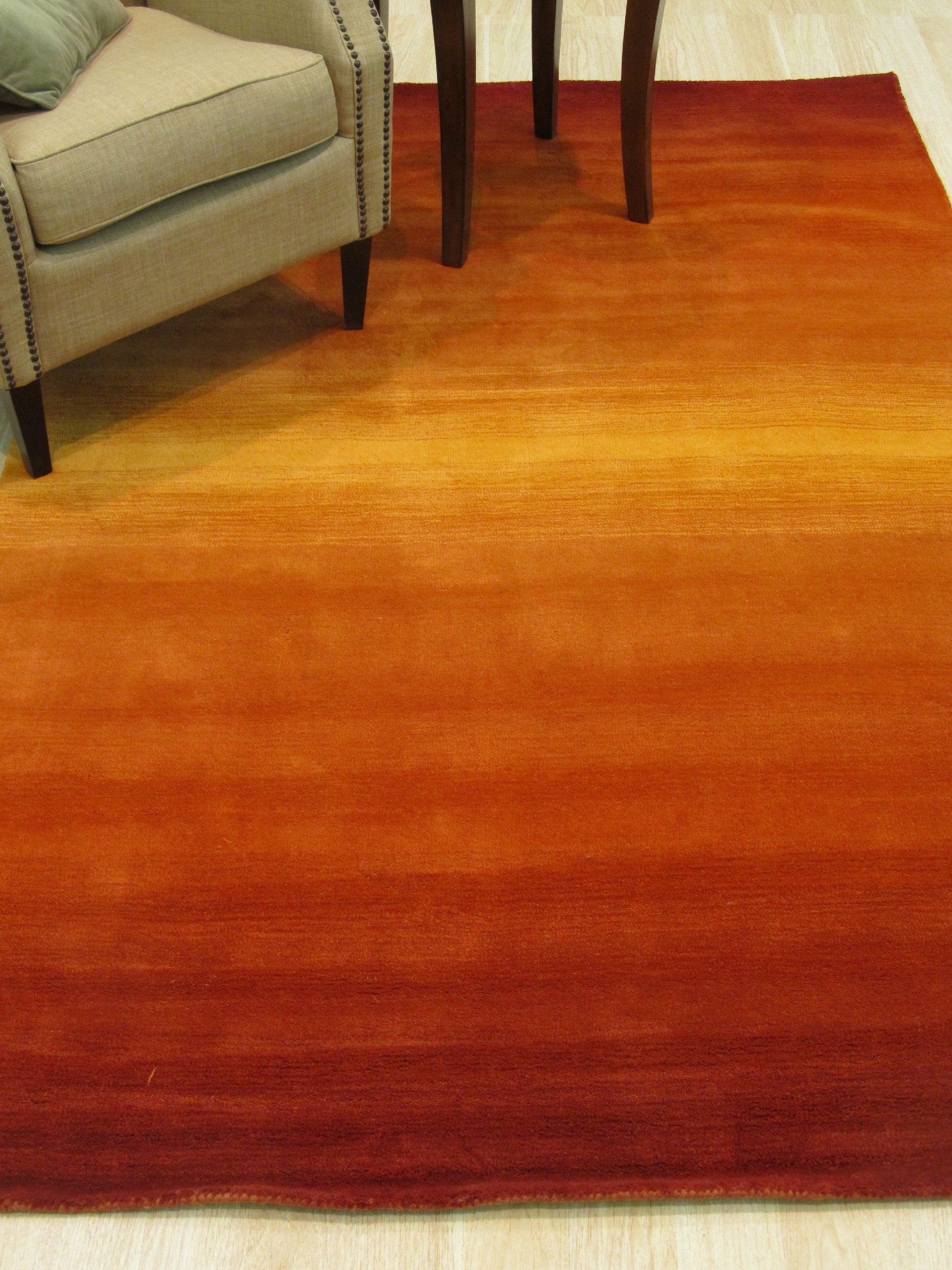 EORC Handmade Wool Orange Transitional Solid Horizon Rug