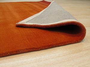 EORC Handmade Wool Orange Transitional Solid Horizon Rug