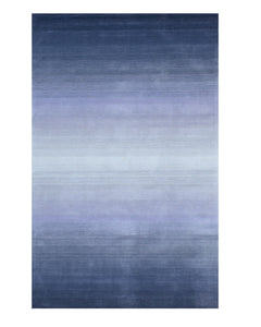 EORC Handmade Wool Blue Transitional Stripe Horizon Rug
