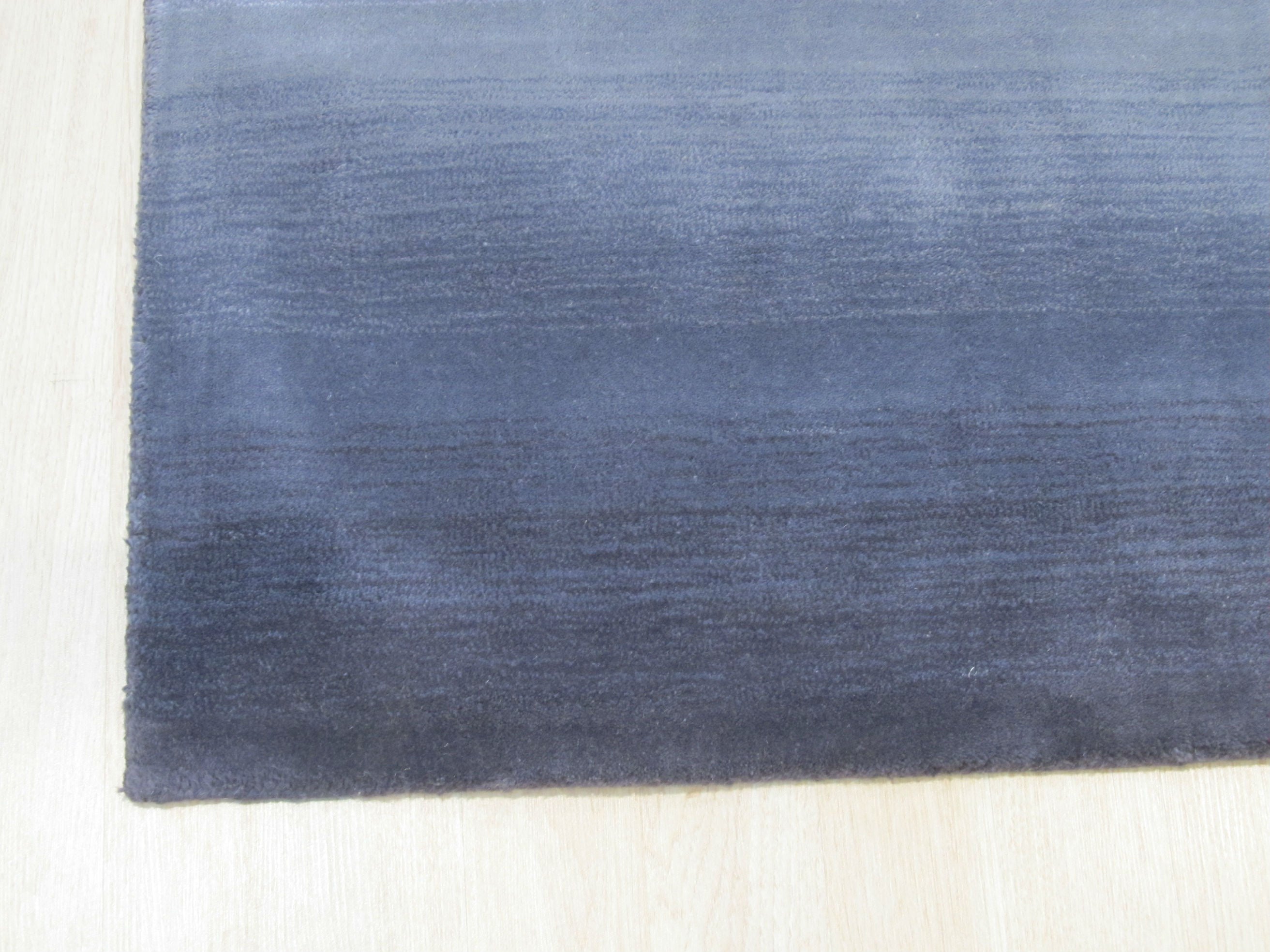 EORC Handmade Wool Blue Transitional Stripe Horizon Rug