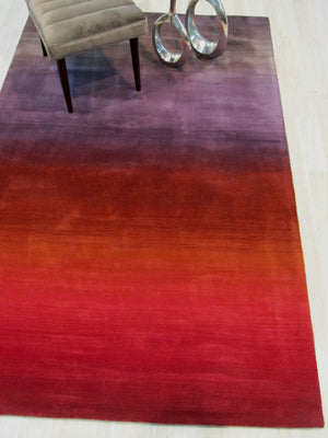 EORC Handmade Wool Red Contemporary Stripe Horizon Rug