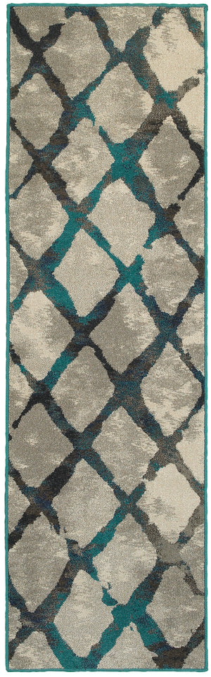 Oriental Weavers Highlands Grey/Blue Lattice 6613A Area Rug