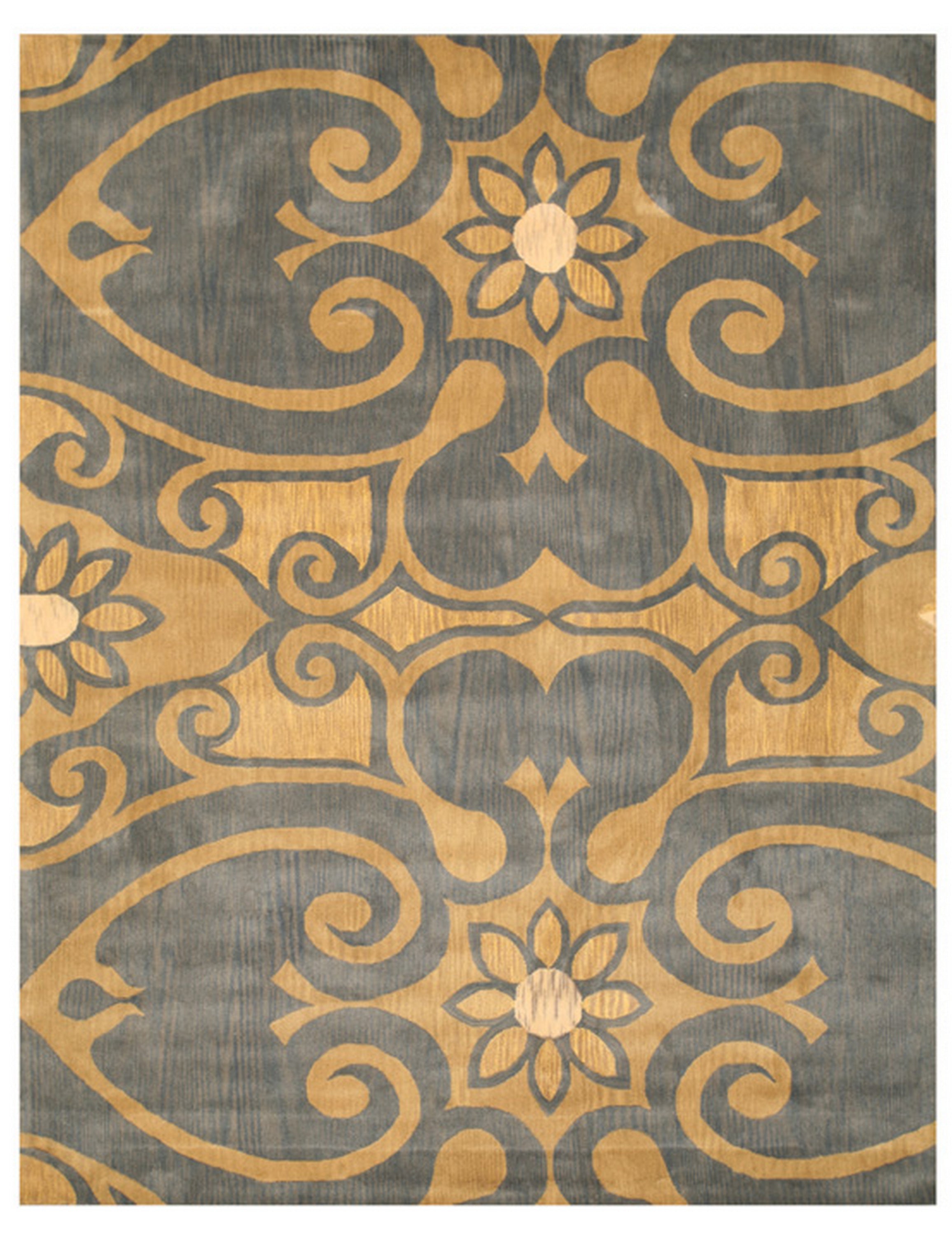 EORC Blue Hand-Tufted Wool Leo Rug