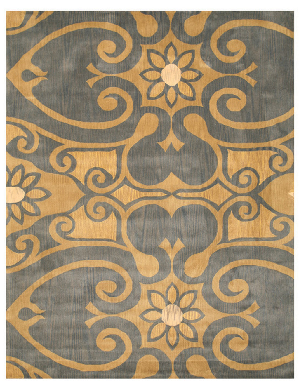 EORC Blue Hand-Tufted Wool Leo Rug