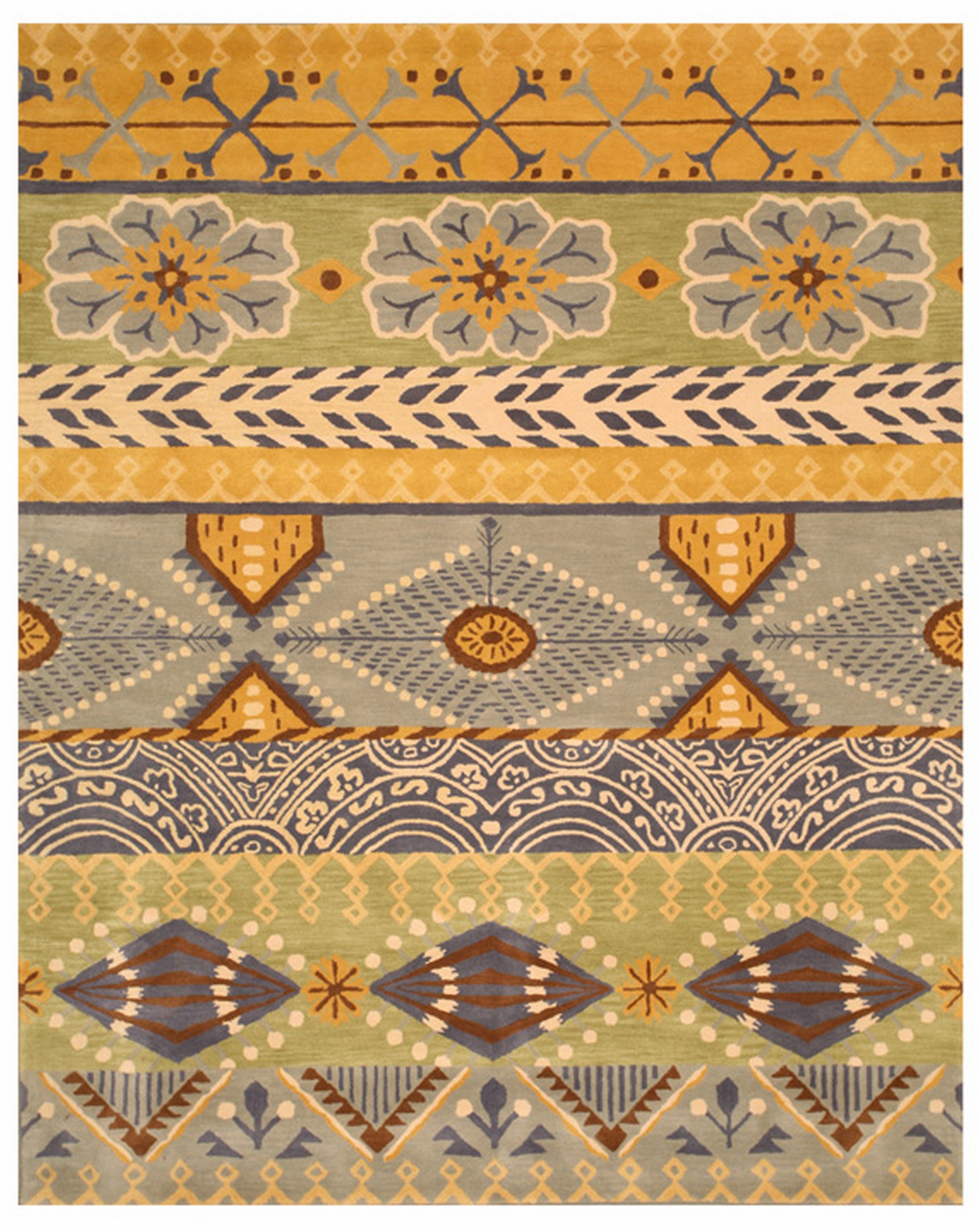EORC Yellow Hand-Tufted Wool Nargess Rug