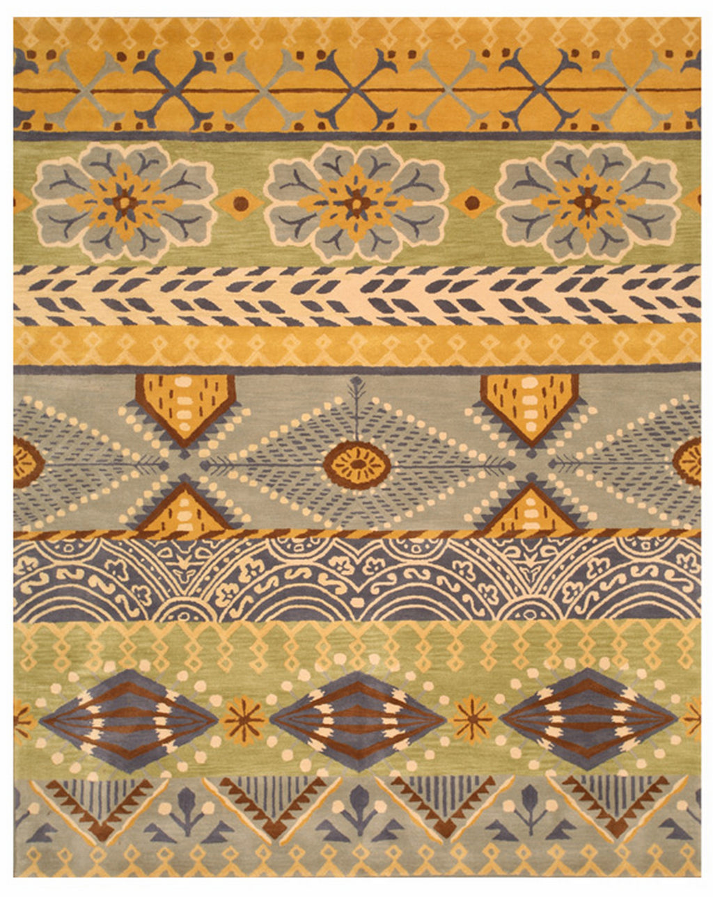 EORC Yellow Hand-Tufted Wool Nargess Rug