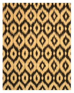 EORC Hand-tufted Wool Black Contemporary Abstract Gold Ikat Rug