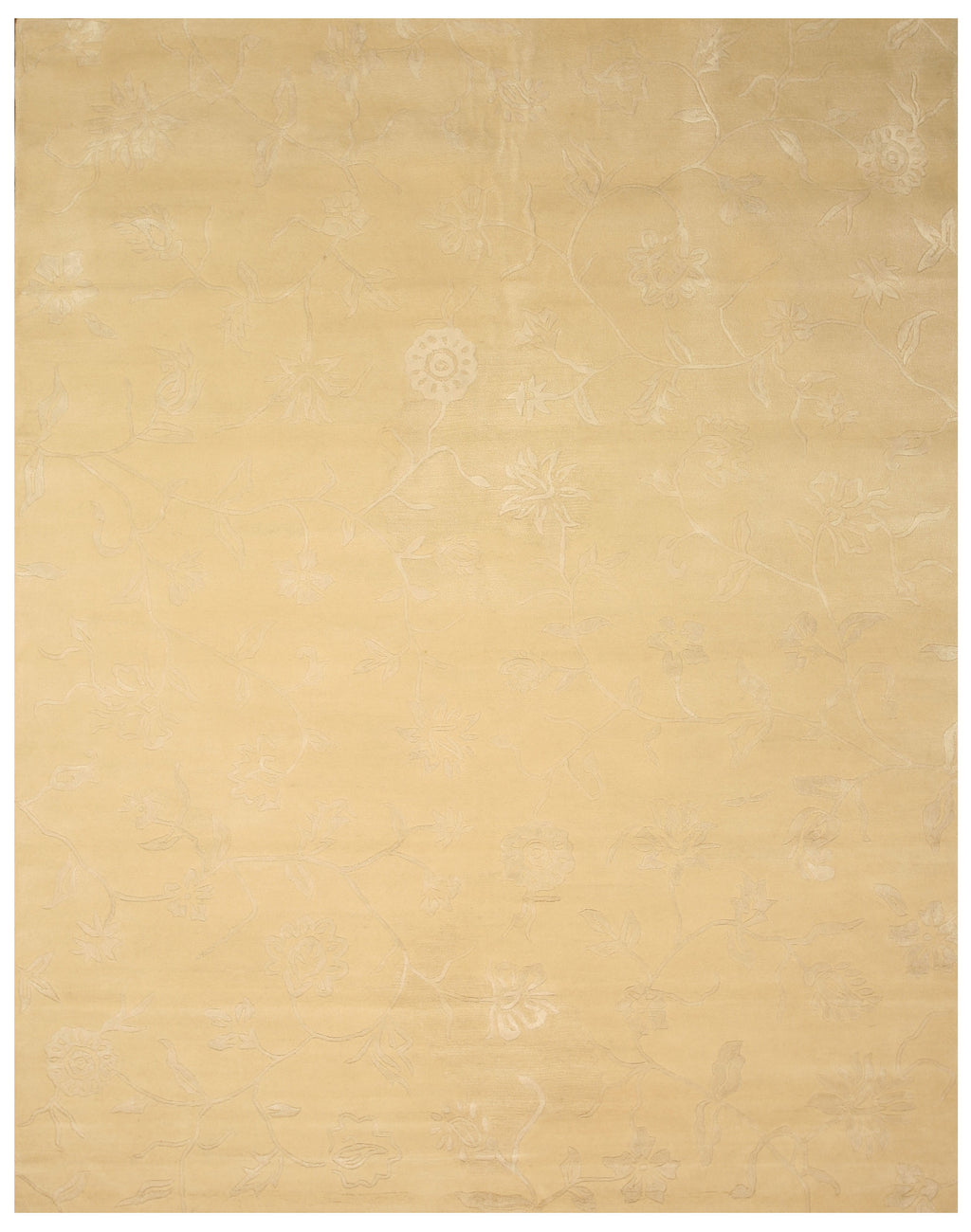 EORC Hand-tufted Wool & Viscose Ivory Transitional Floral Contemporary Floral Rug