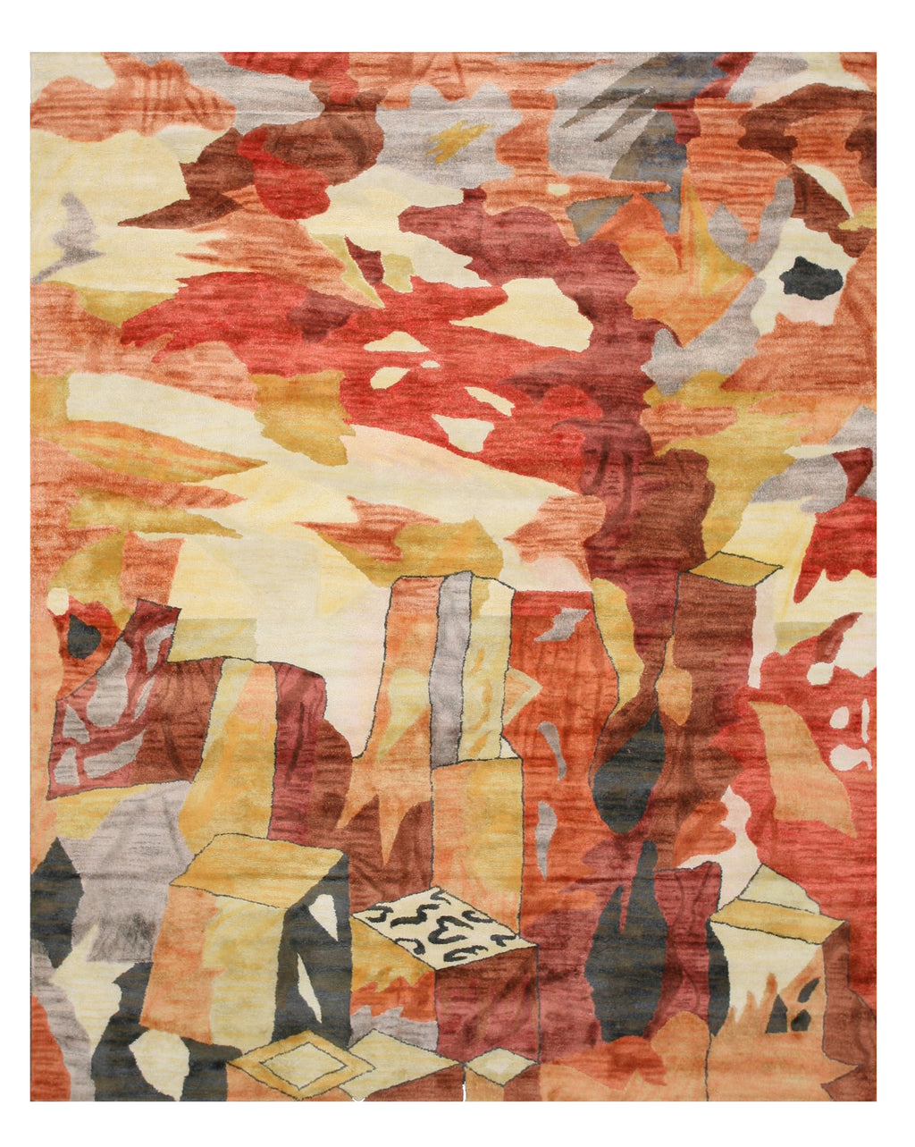 EORC Hand-tufted Viscose Multicolored Contemporary Abstract Bamboo Picaso Rug