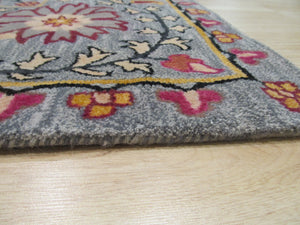 EORC Hand-tufted Wool Blue Transitional Floral Paisley Rug