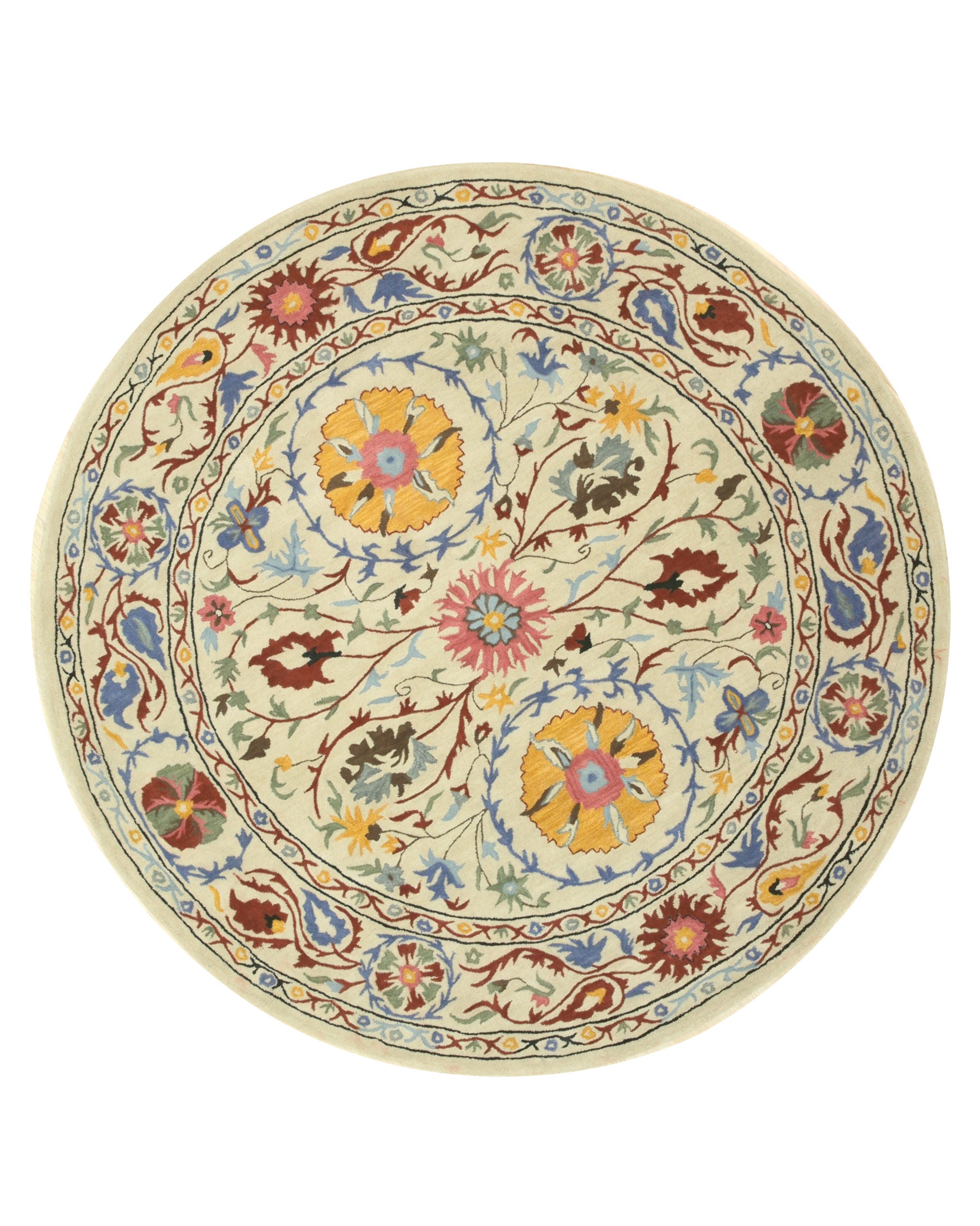 EORC Hand-tufted Wool Ivory Transitional Floral Suzani Rug