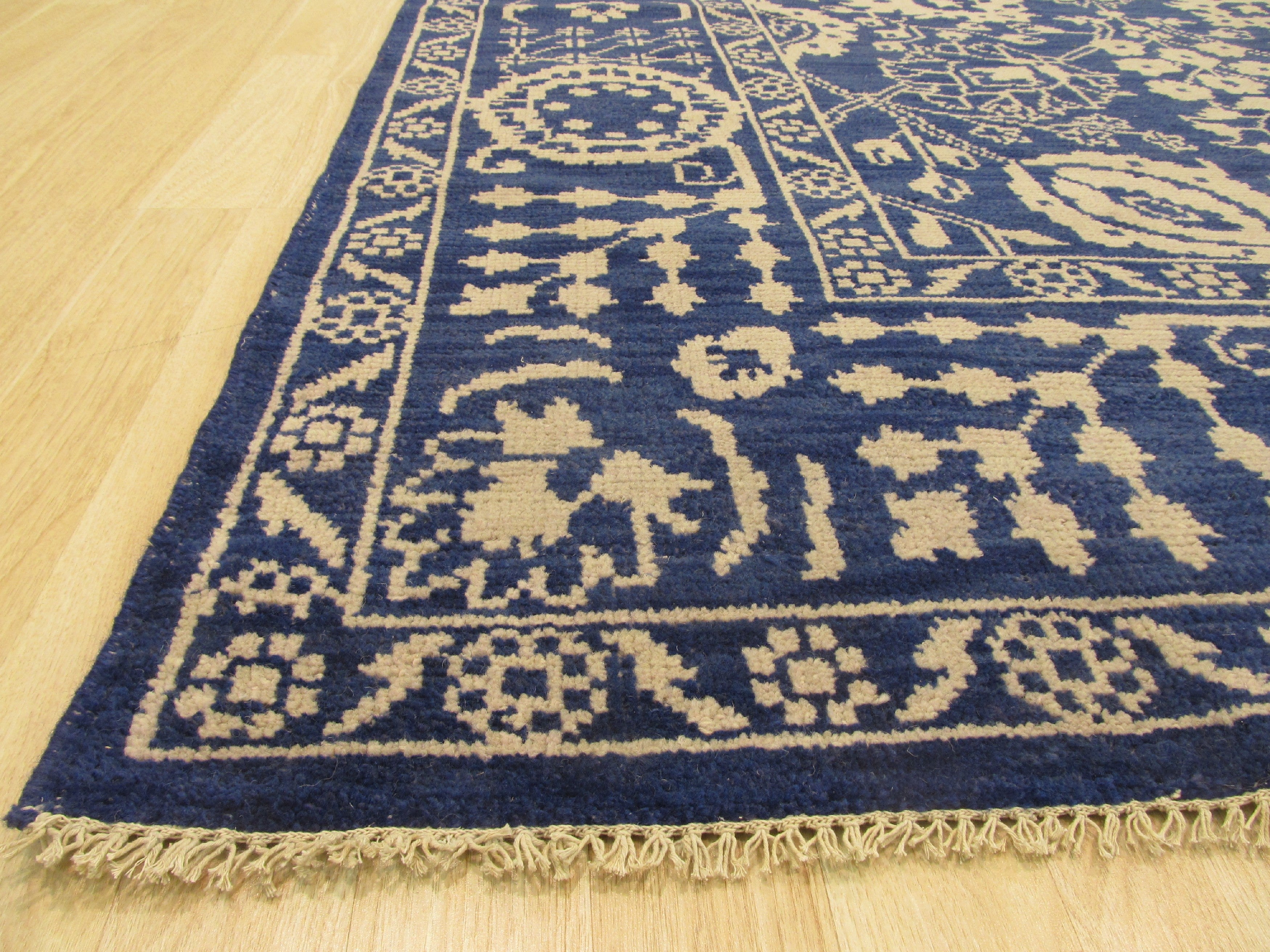 EORC Hand-knotted Wool Blue Traditional Oriental Suzani Rug