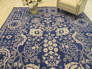 EORC Hand-knotted Wool Blue Traditional Oriental Suzani Rug