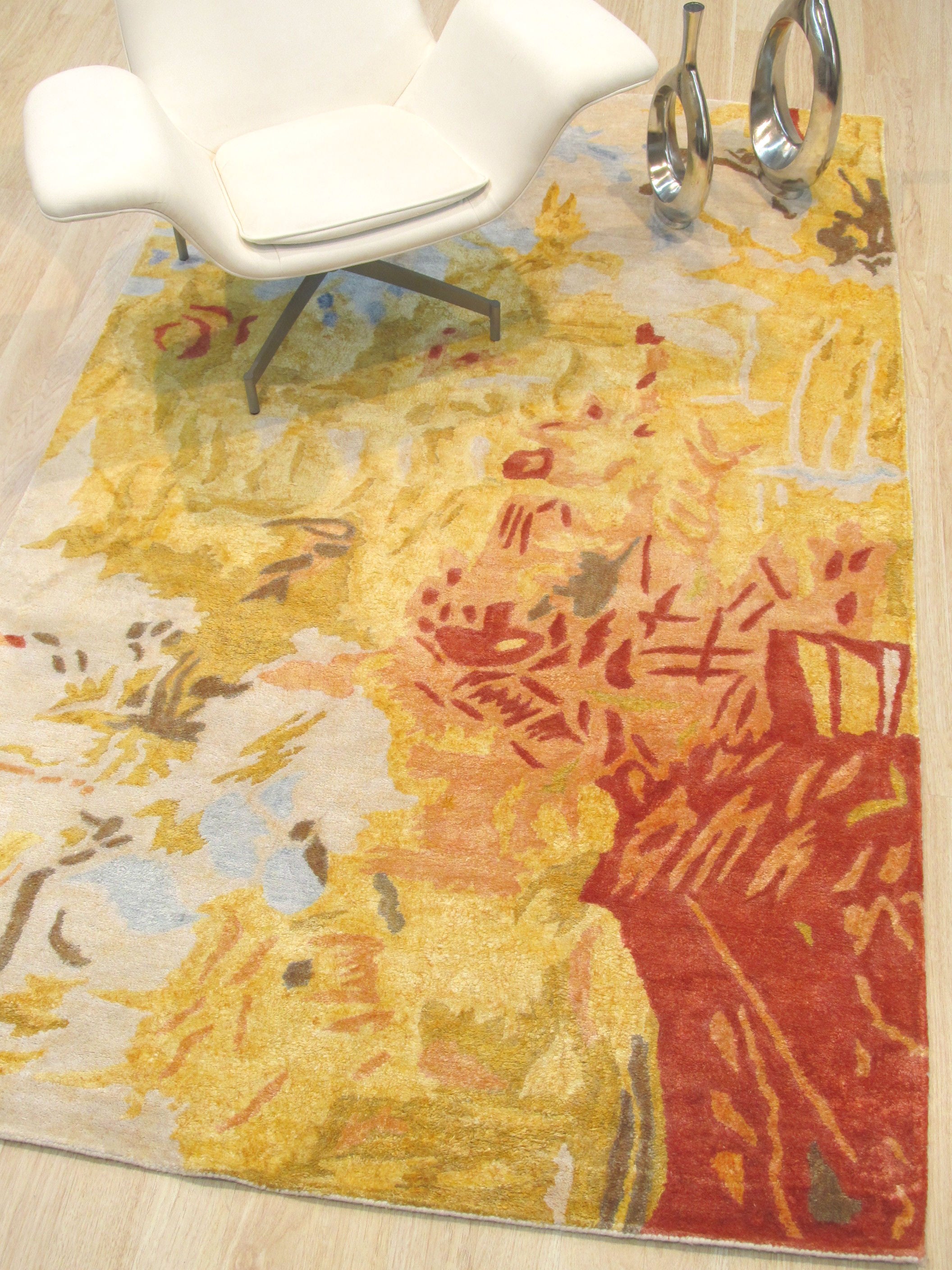 EORC Hand-tufted Gold Contemporary Abstract Palermo Rug