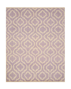 EORC Hand-knotted Wool Purple Contemporary Trellis Moroccan Rug