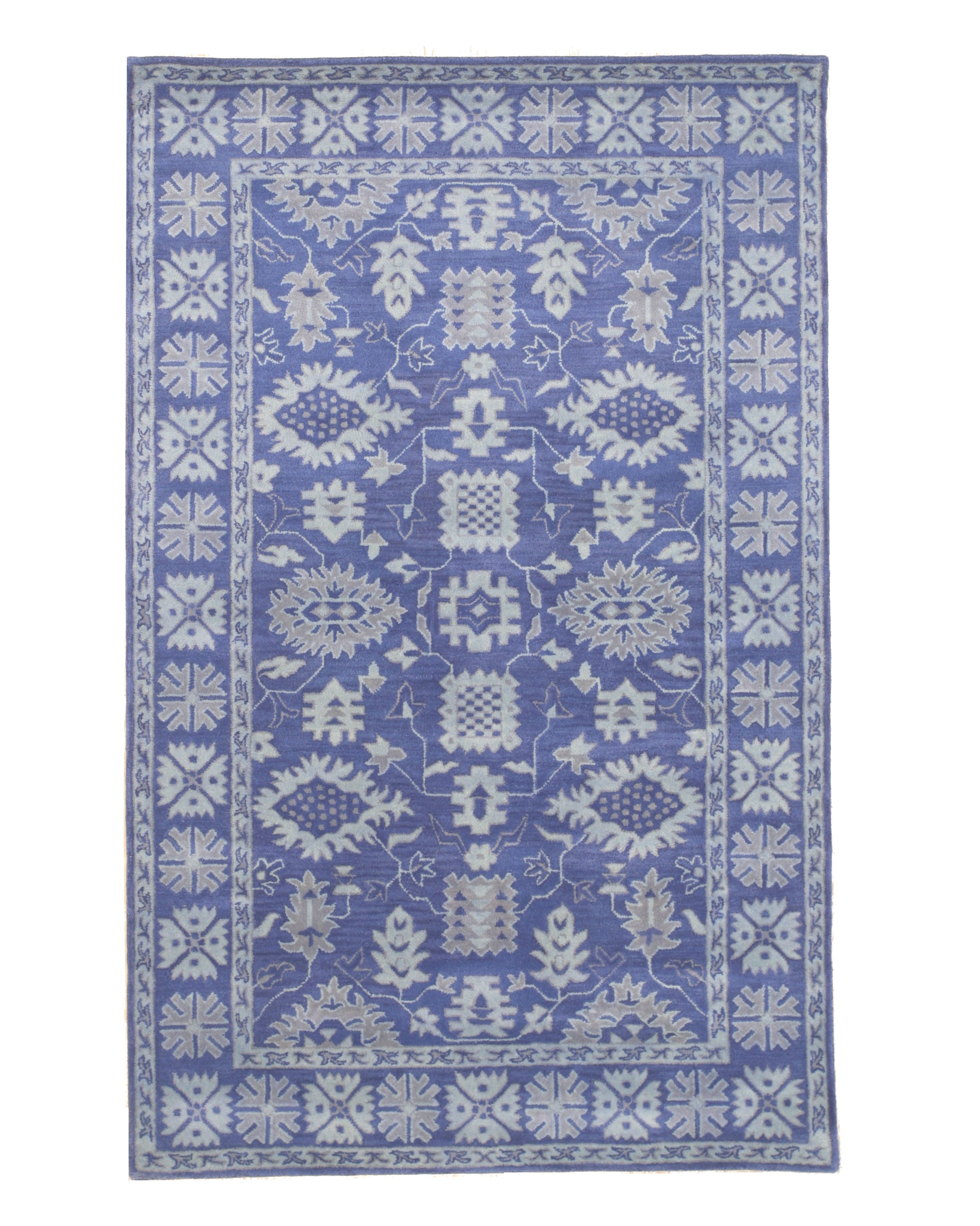EORC Blue Hand-Tufted Wool Overdyed Rug