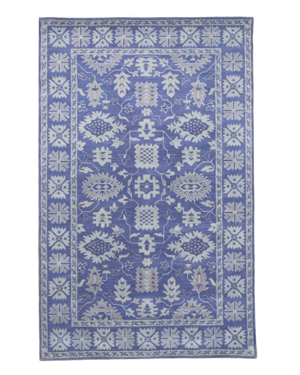 EORC Blue Hand-Tufted Wool Overdyed Rug