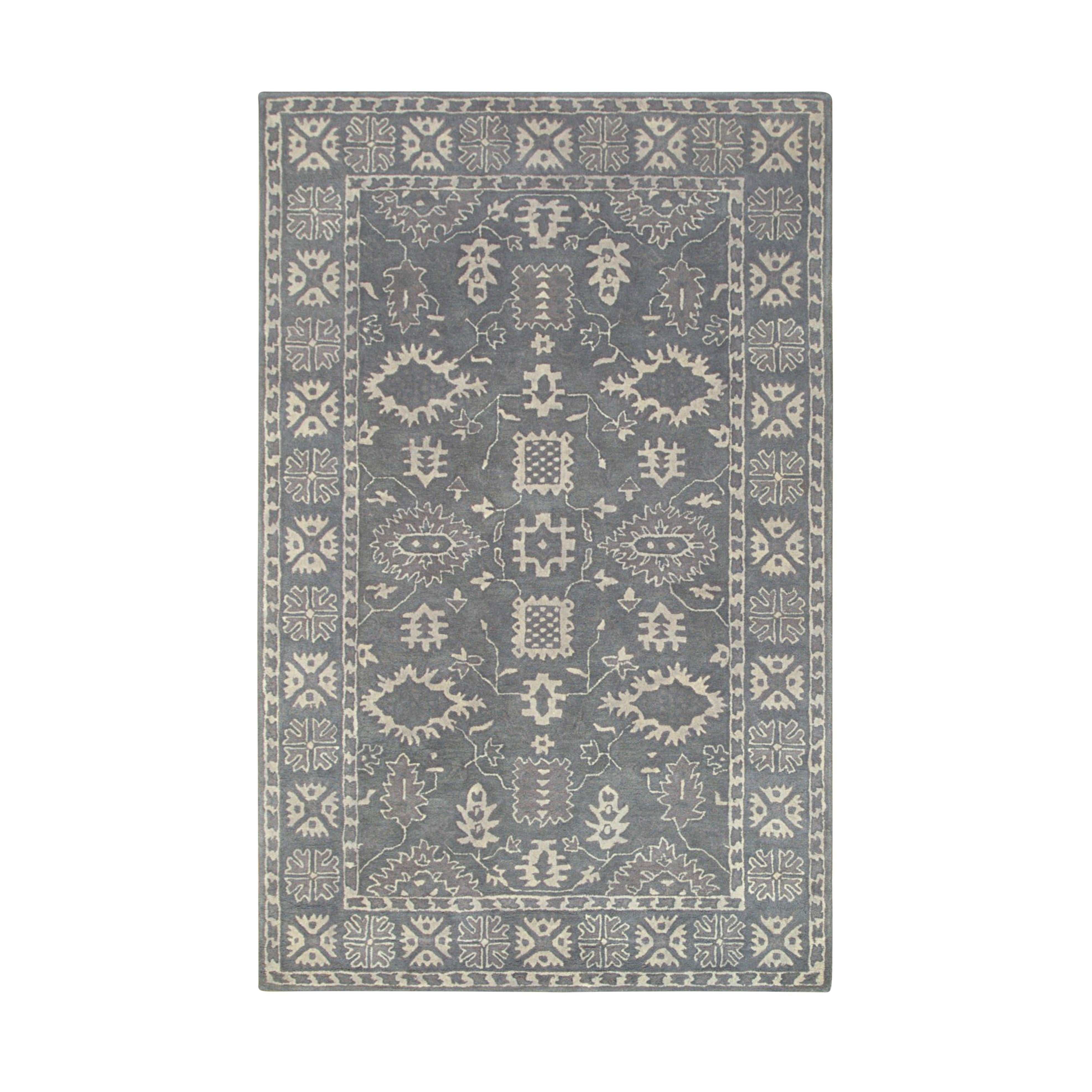 EORC Gray Hand-Tufted Wool Overdyed Rug  Round