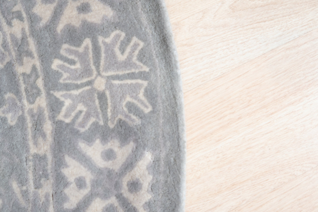 EORC Gray Hand-Tufted Wool Overdyed Rug  Round