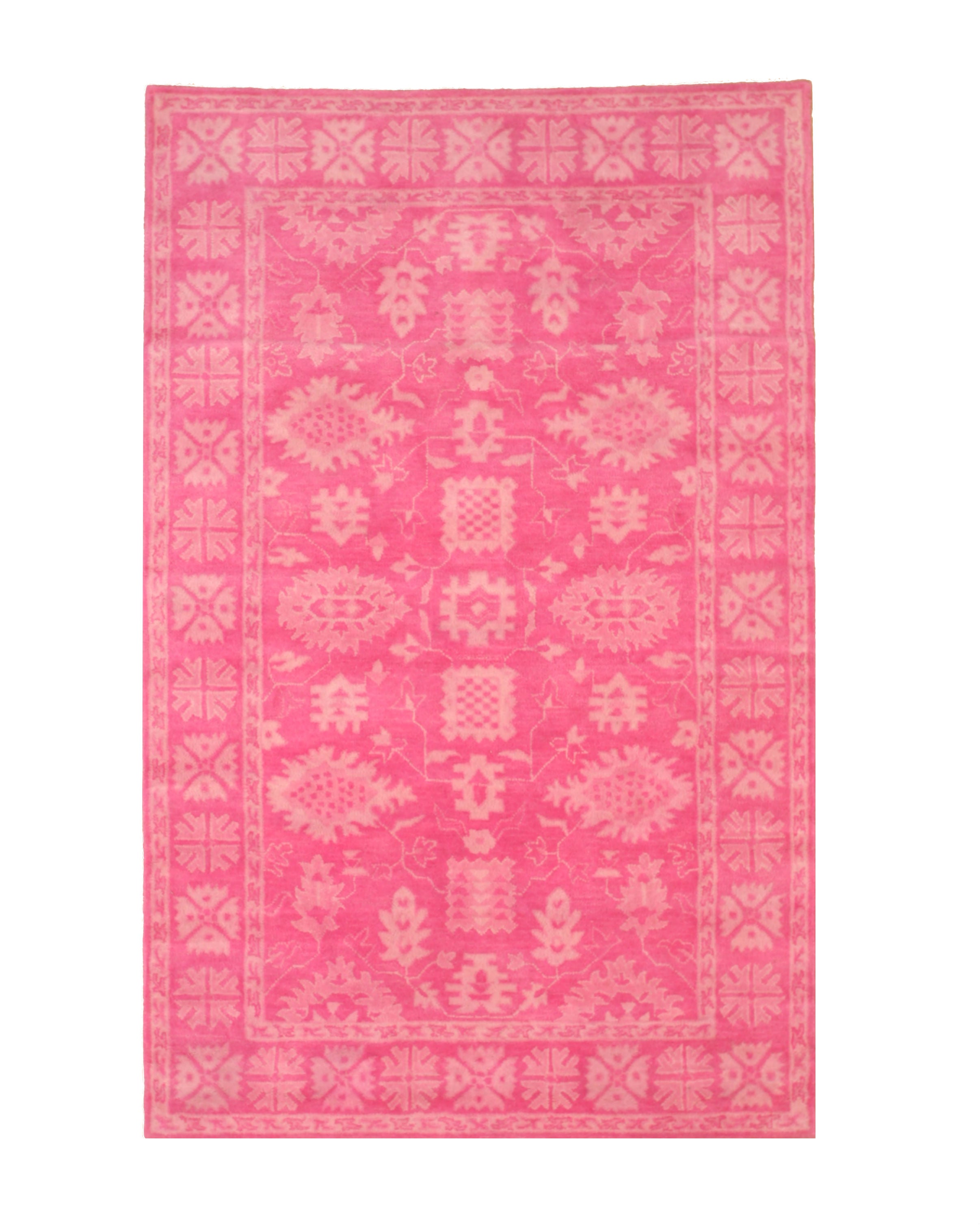 EORC Pink Hand-Tufted Wool Overdyed Rug