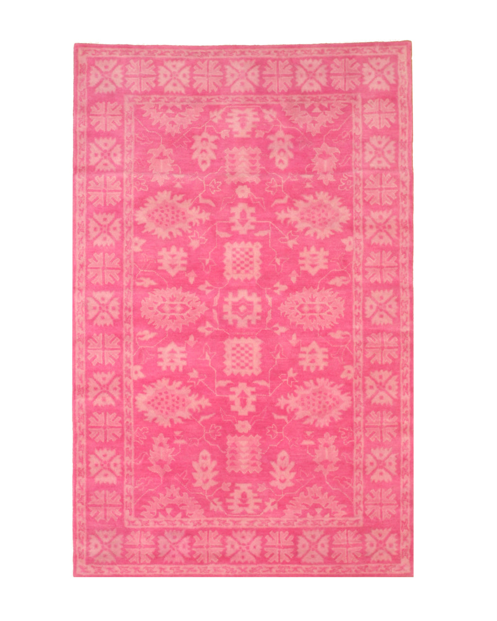 EORC Pink Hand-Tufted Wool Overdyed Rug