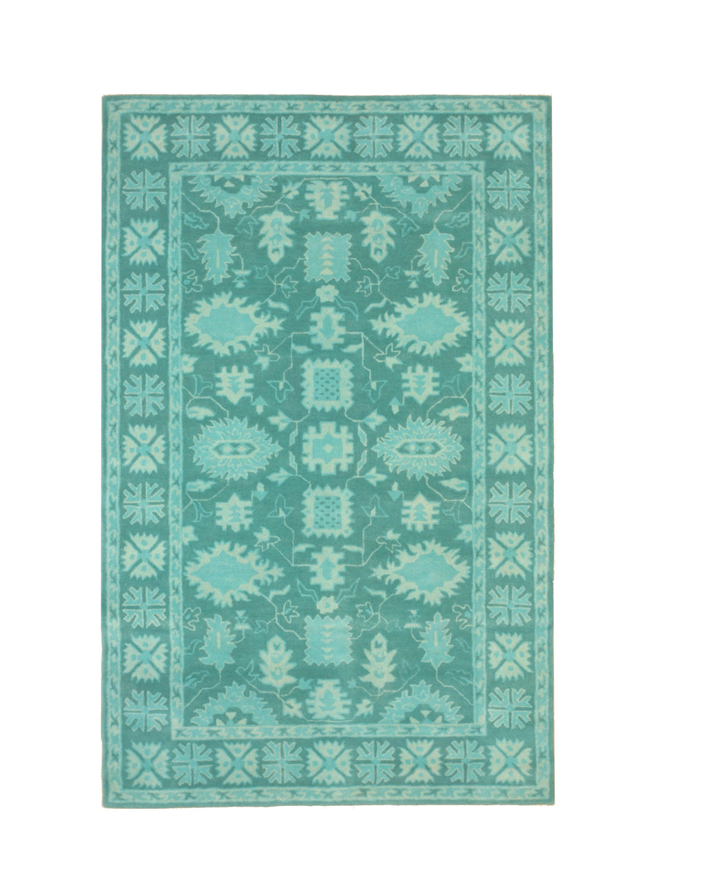EORC Green Hand-Tufted Wool Overdyed Rug