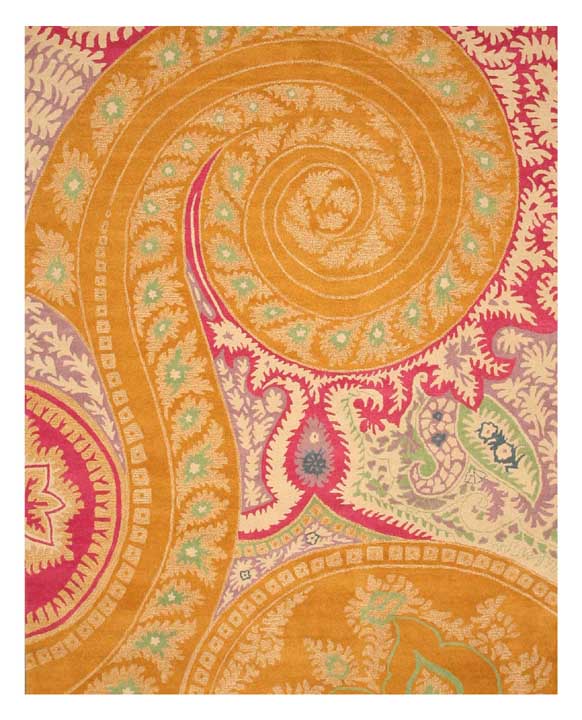 EORC Hand-tufted Wool Orange Transitional Floral Paisley Rug