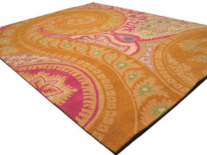 EORC Hand-tufted Wool Orange Transitional Floral Paisley Rug