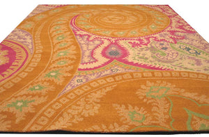 EORC Hand-tufted Wool Orange Transitional Floral Paisley Rug