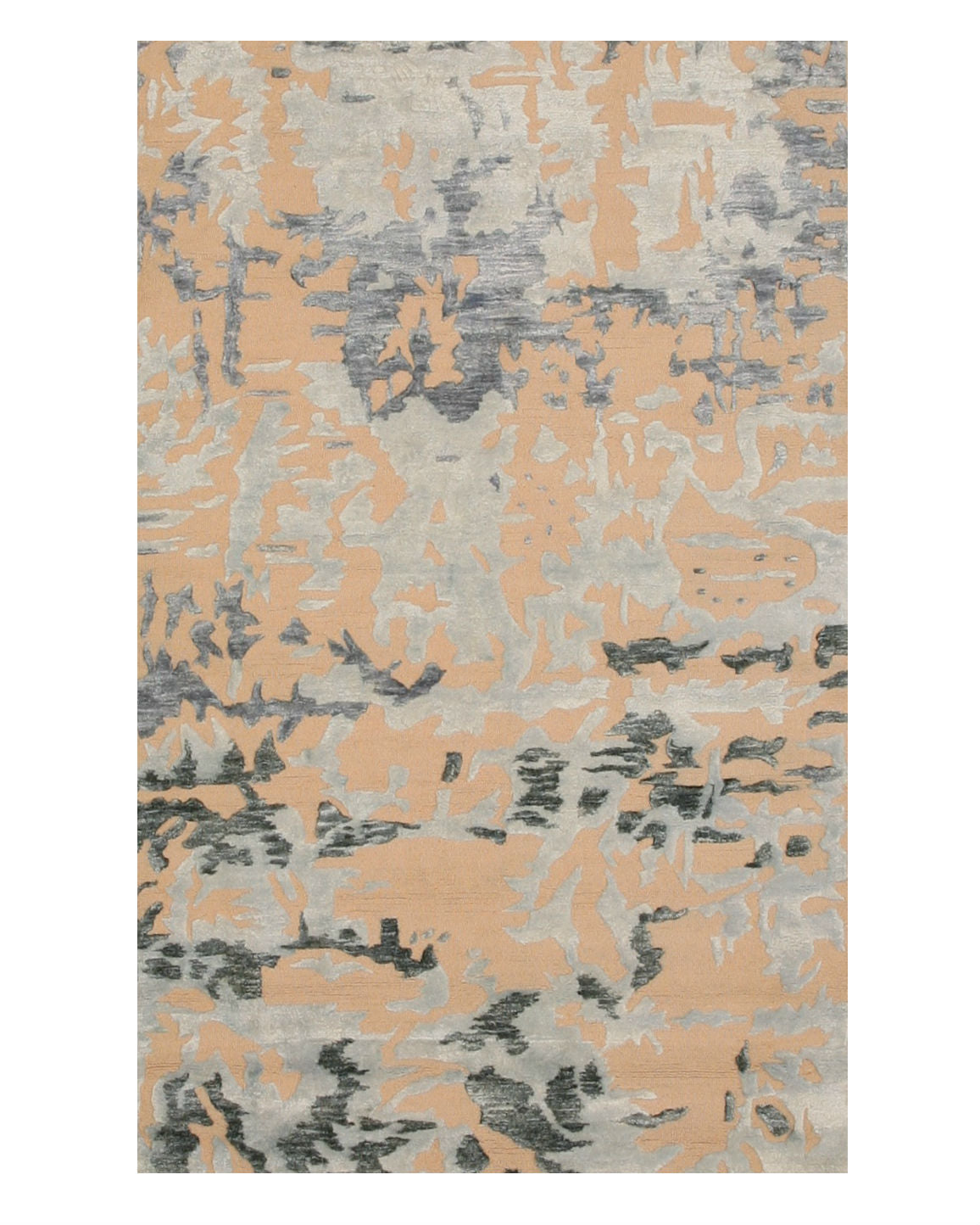 EORC Blue Hand-Tufted Bamboo Silk Bamboo Silk Picasa Rug