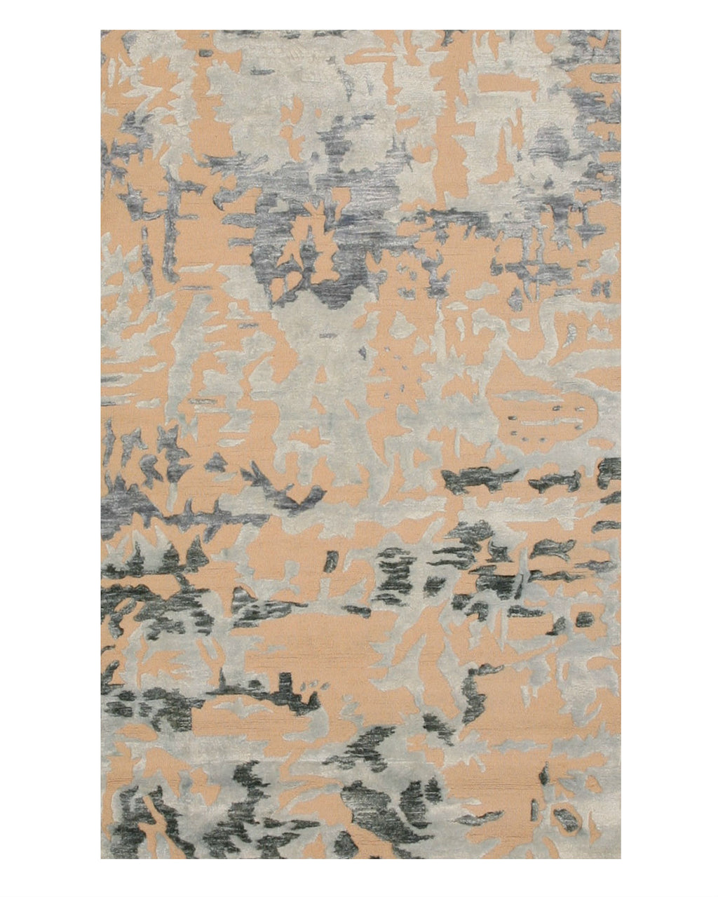 EORC Blue Hand-Tufted Bamboo Silk Bamboo Silk Picasa Rug