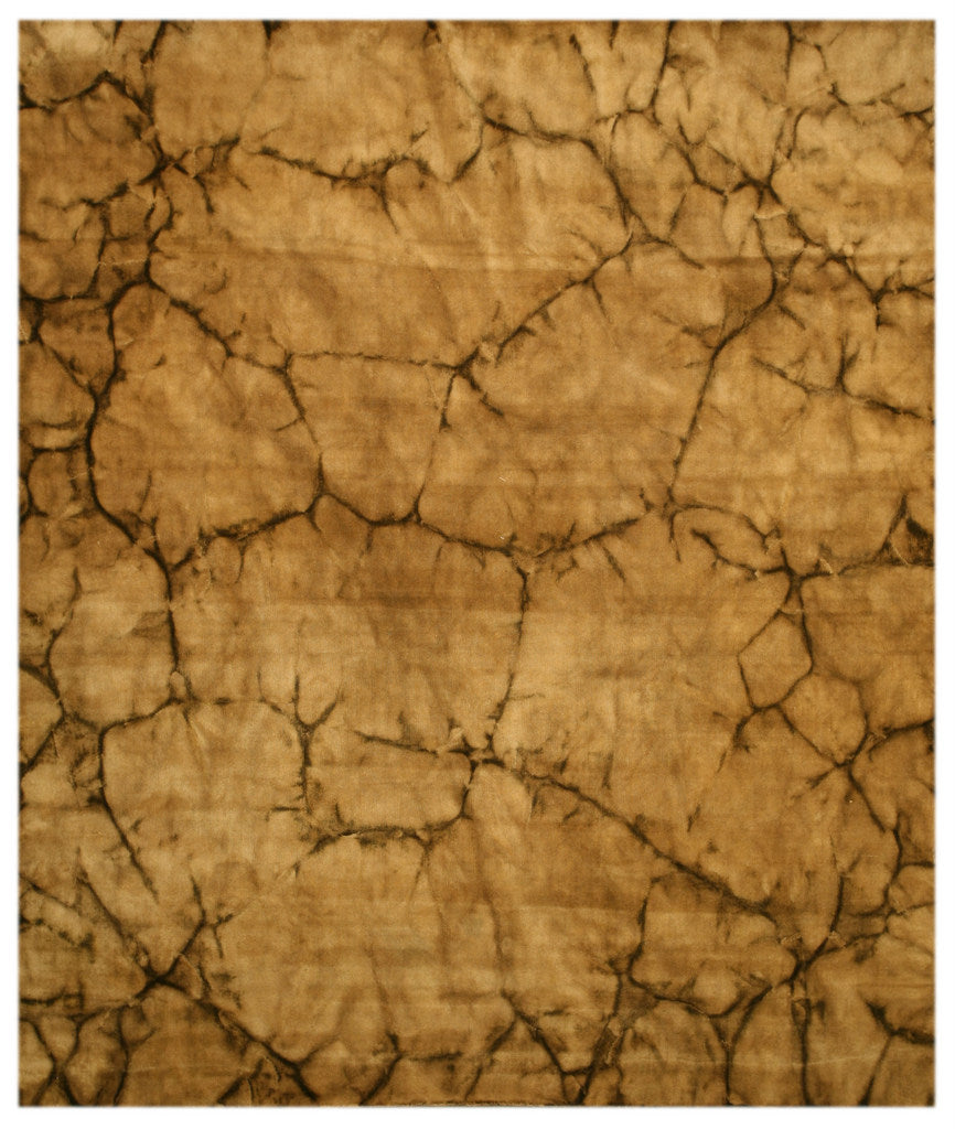 EORC Handmade Wool Brown Contemporary Abstract Dip Dyed Rug